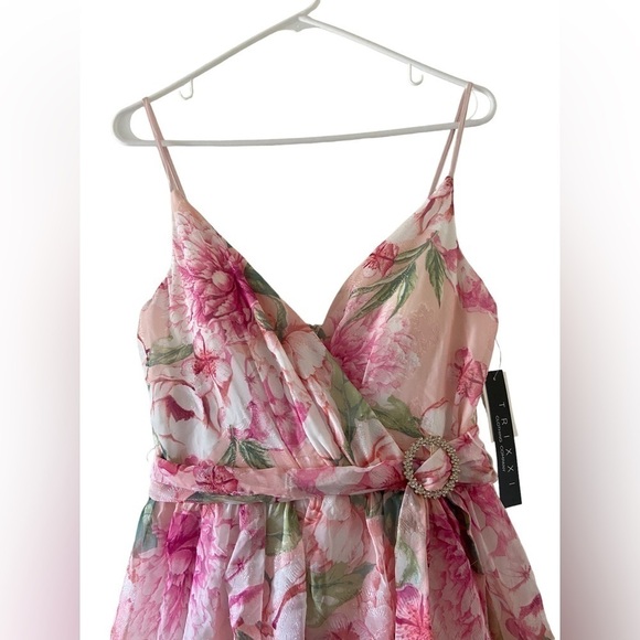 NWT TRIXXI Womens Juniors Floral Glitter Formal Dress - Picture 8 of 12